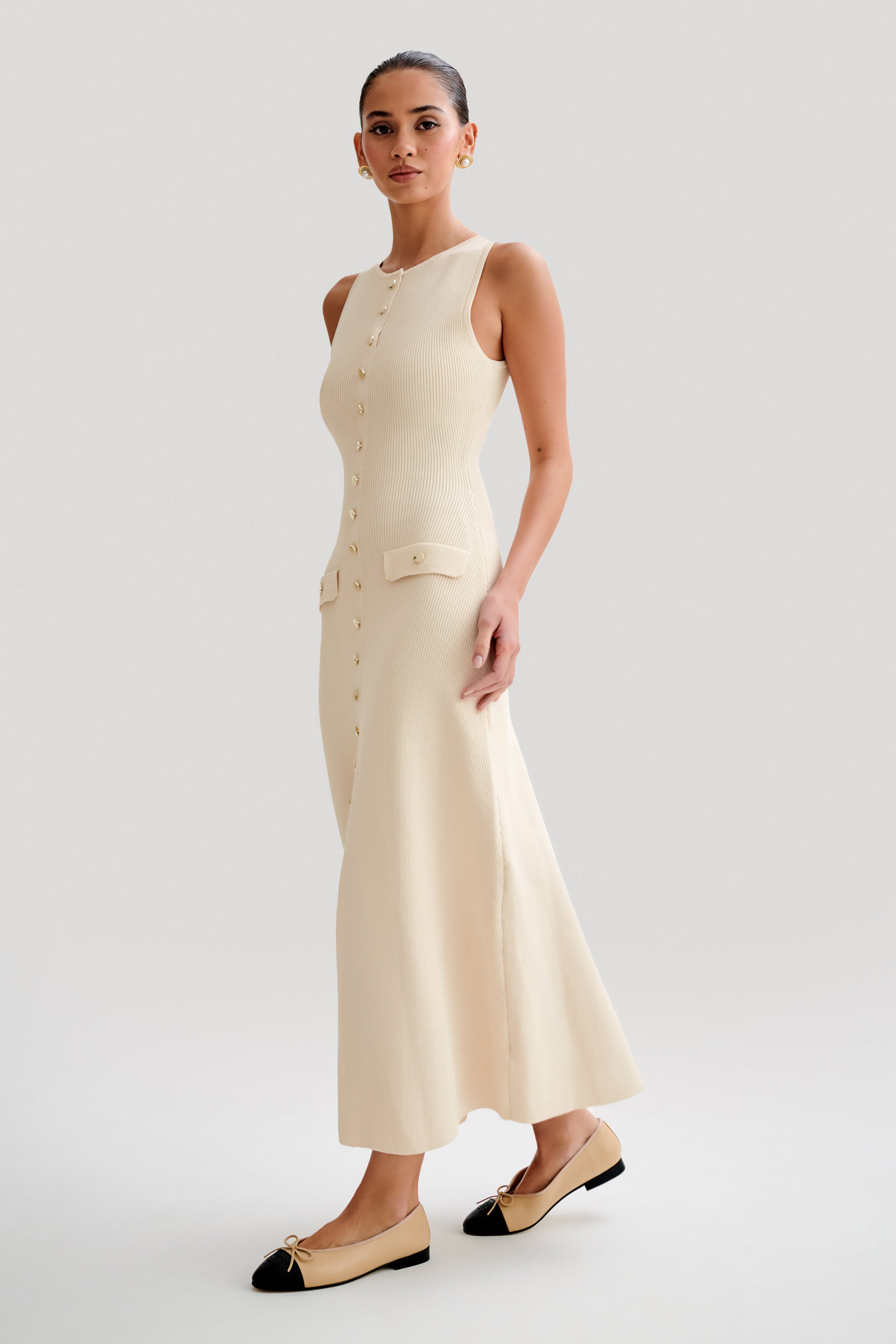 CREAM KNIT MAXI DRESS
