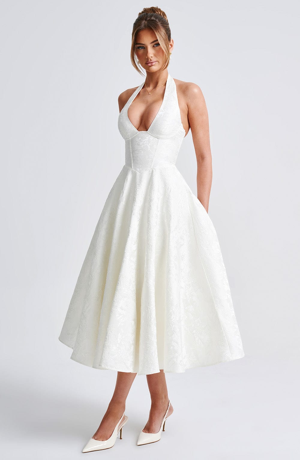 WHITE WEDDING MIDI DRESS