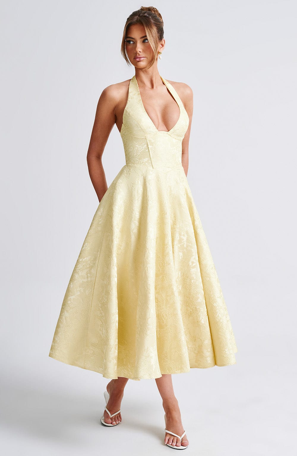 BUTTER YELLOW WEDDING MIDI DRESS