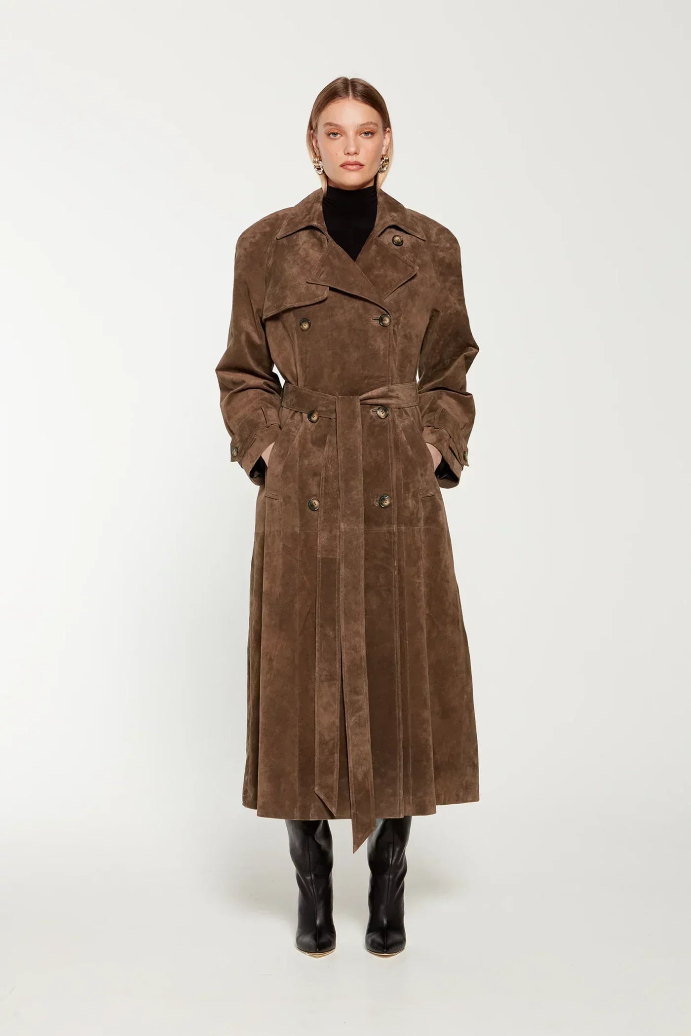 BROWN SUEDE TRENCH COAT