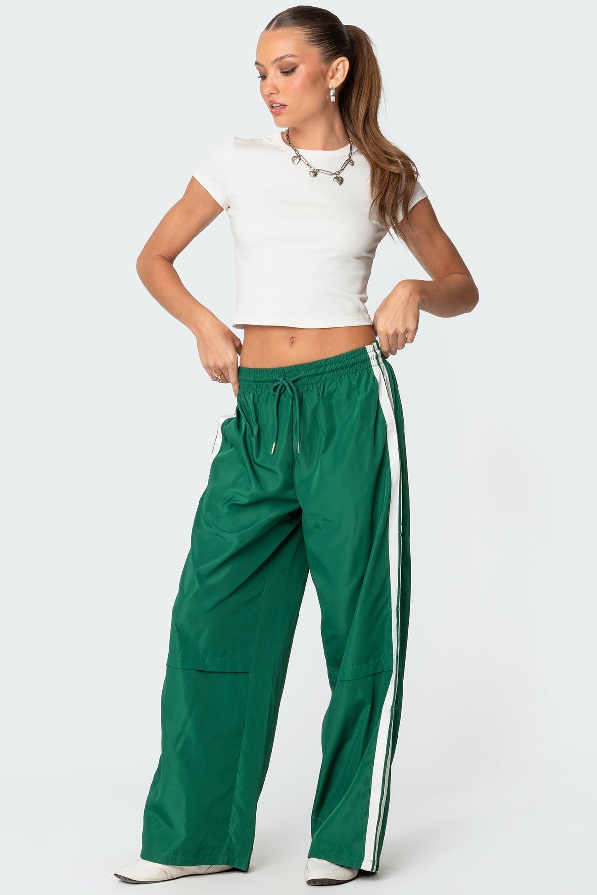 GREEN TRACK PANTS