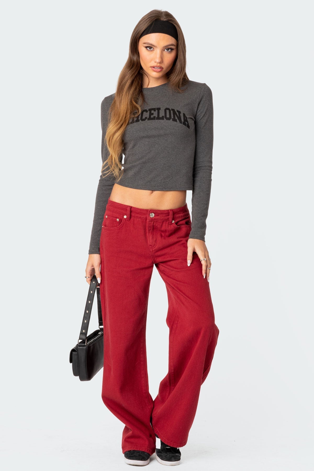 RED LOW RISE JEANS