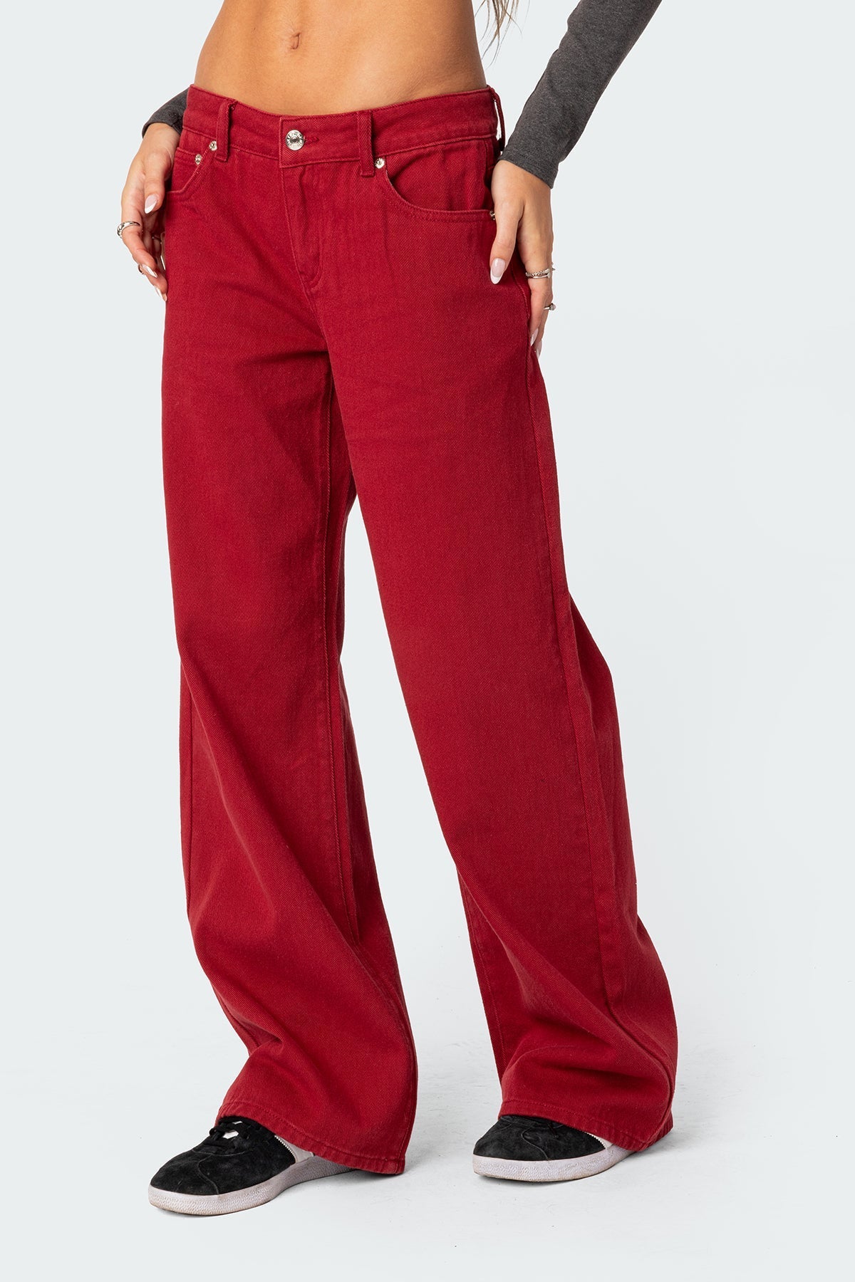 RED LOW RISE JEANS