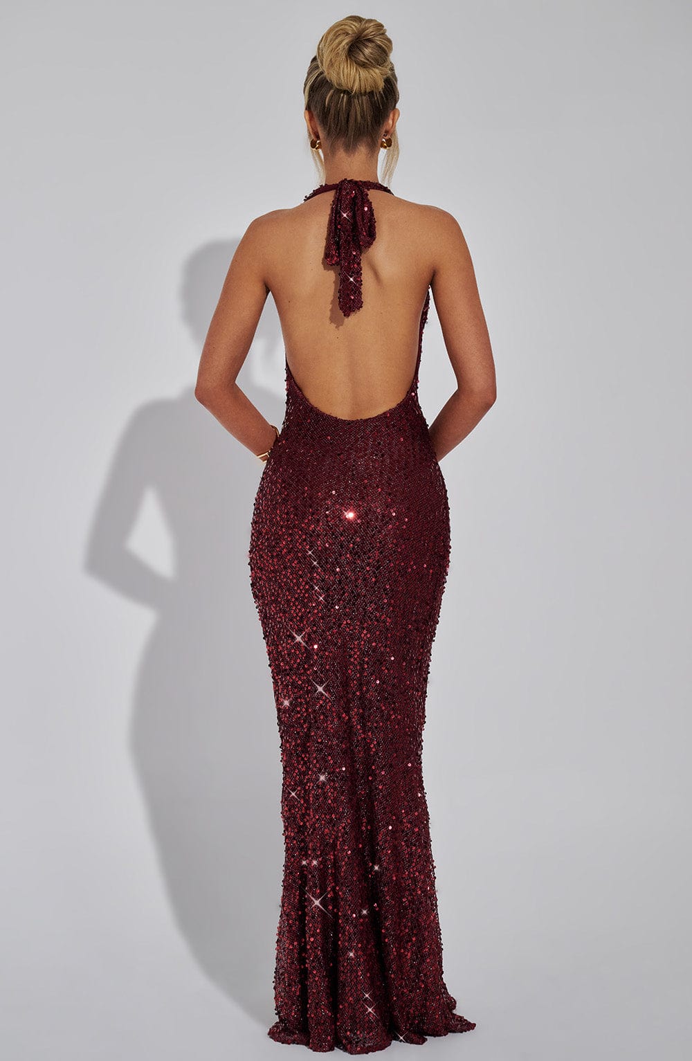 RED GLITTER MAXI DRESS
