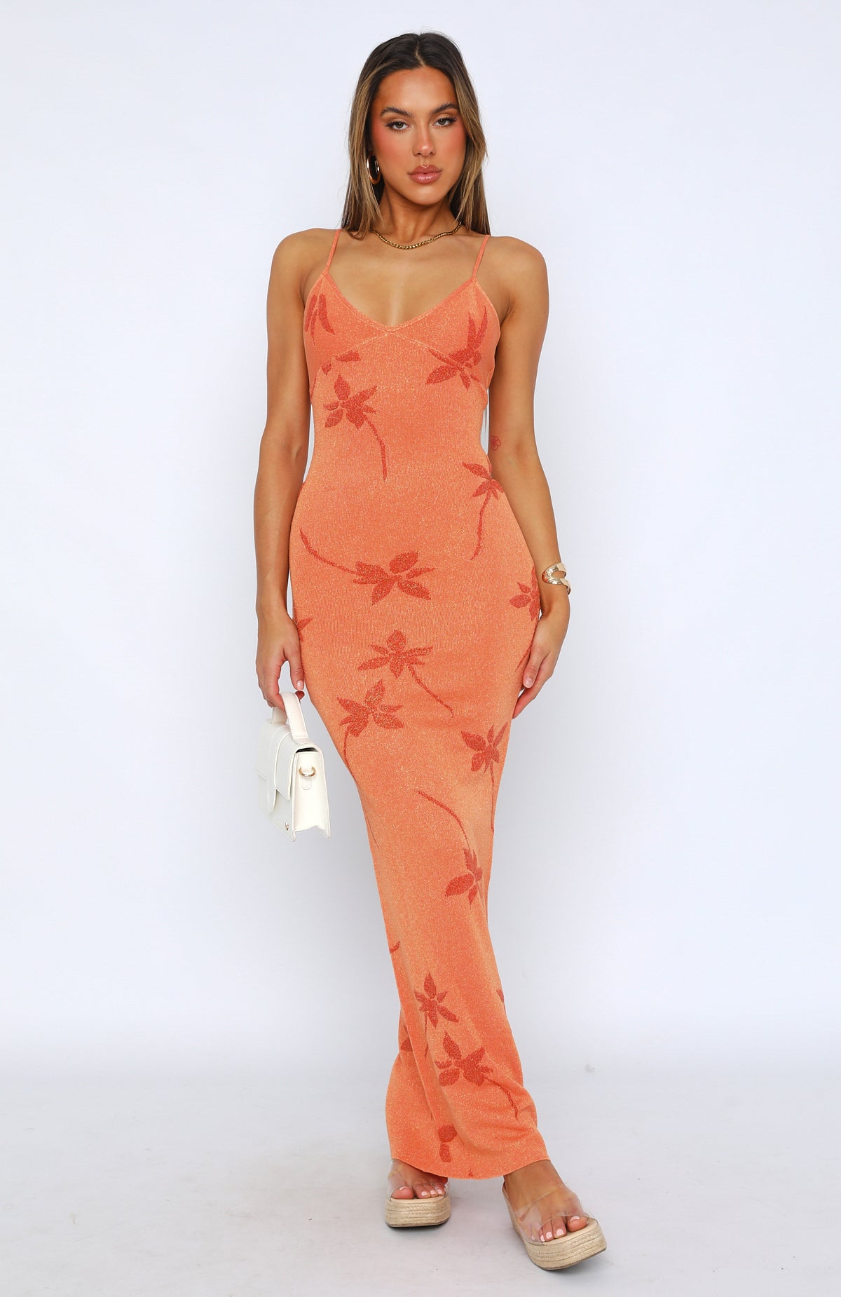ORANGE FLORAL MAXI DRESS