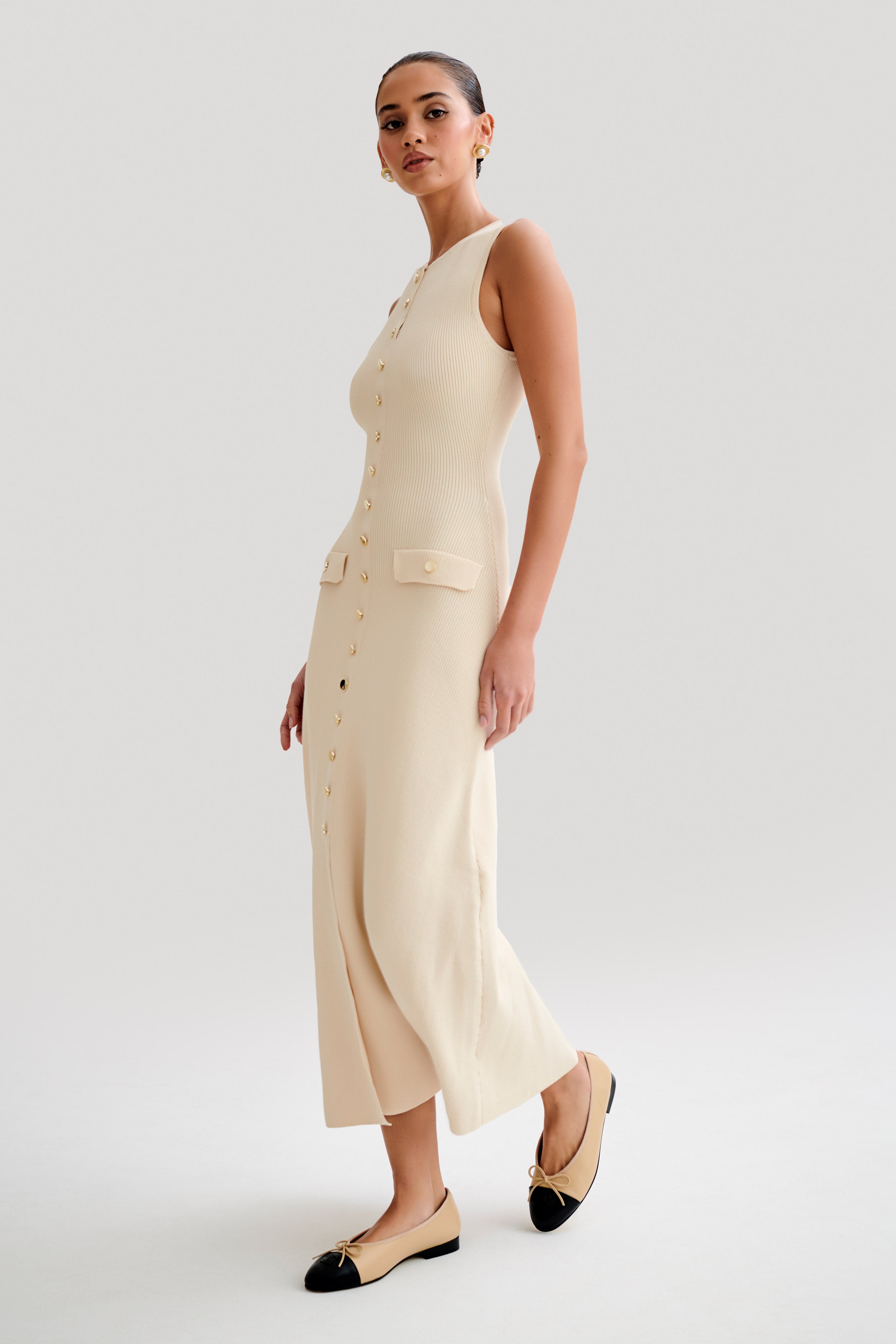 CREAM KNIT MAXI DRESS