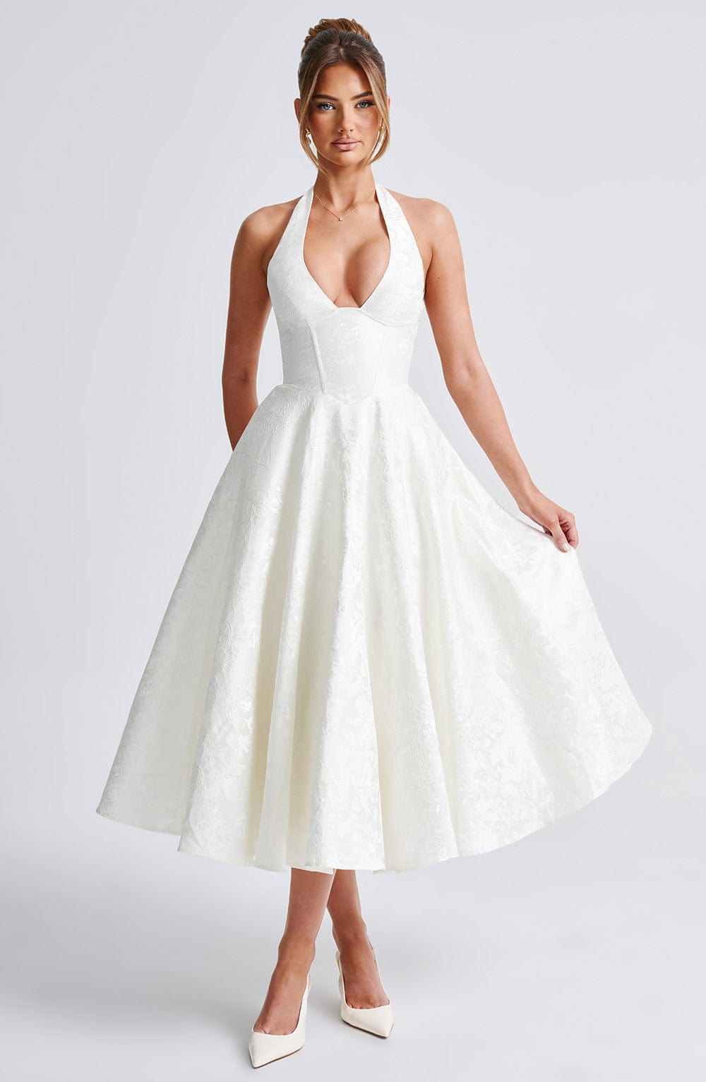 WHITE WEDDING MIDI DRESS