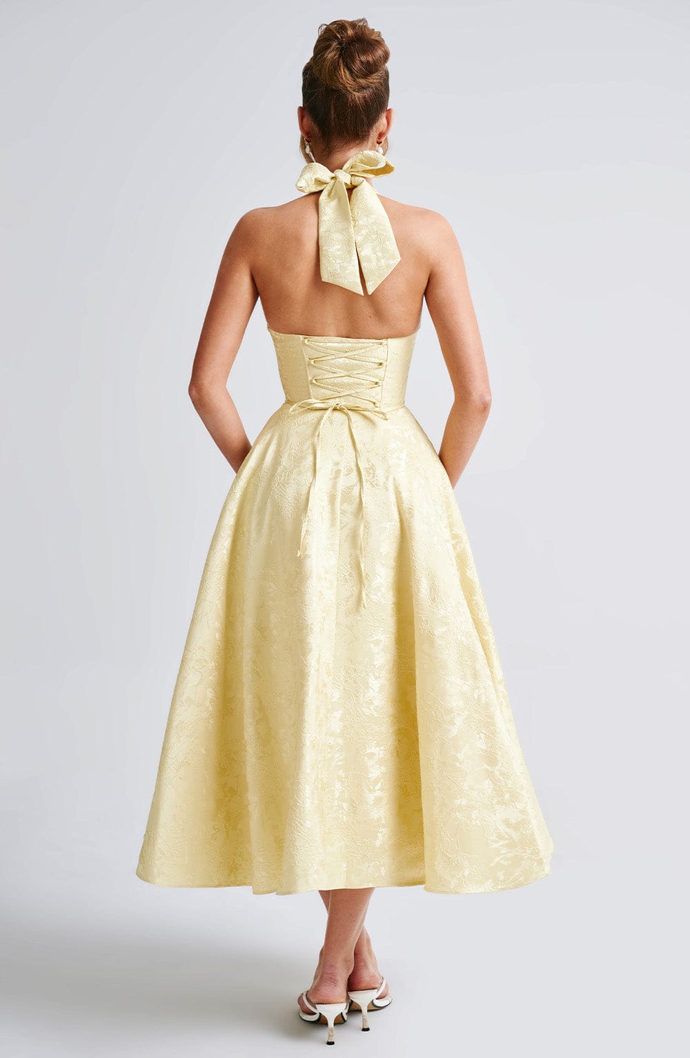 BUTTER YELLOW WEDDING MIDI DRESS