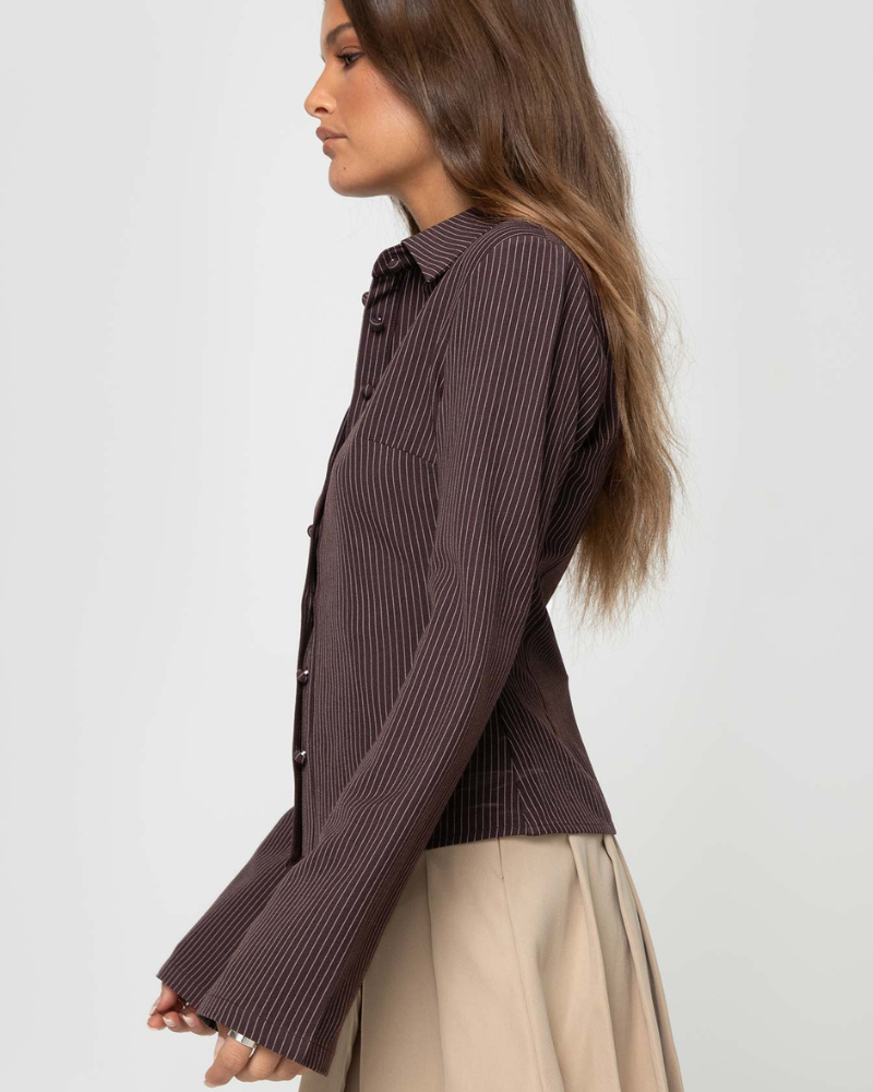 BROWN STRIPED BLOUSE