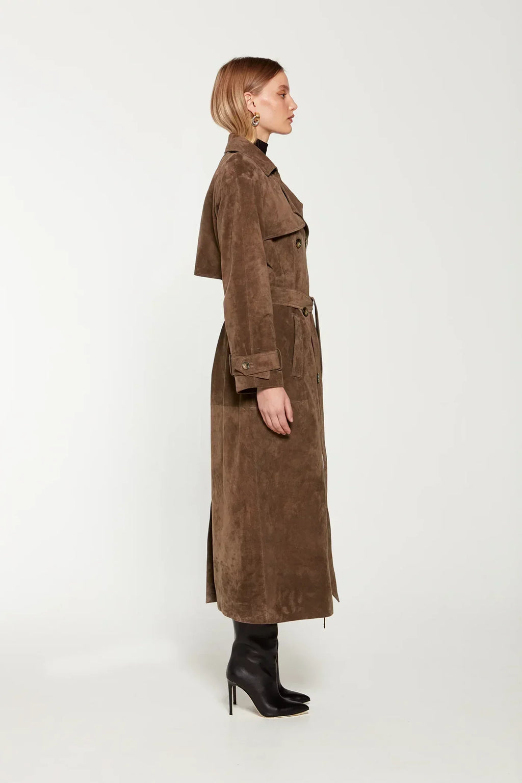 BROWN SUEDE TRENCH COAT