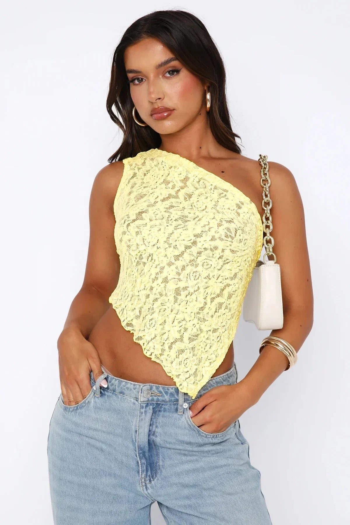 YELLOW LACE TOP