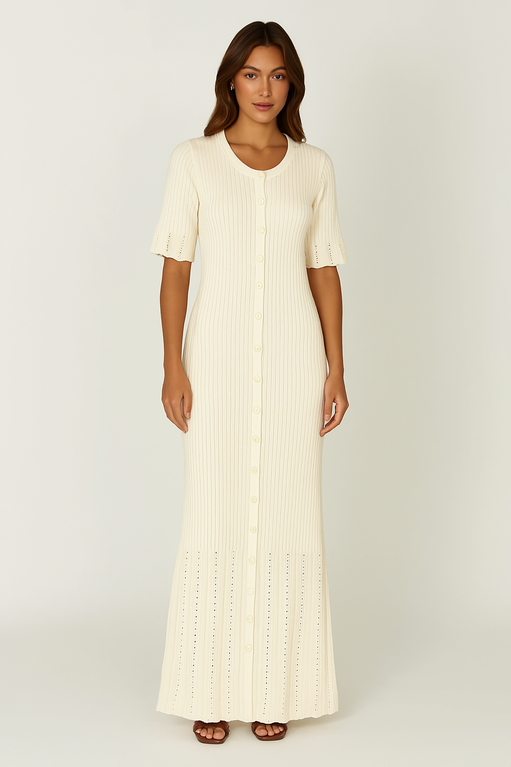 WHITE KNIT MAXI DRESS