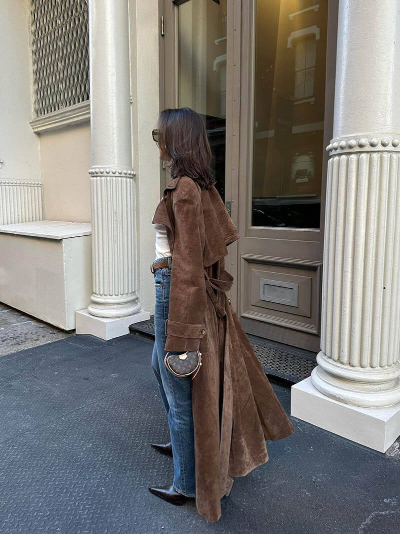 Hailey Suede Trench Coat